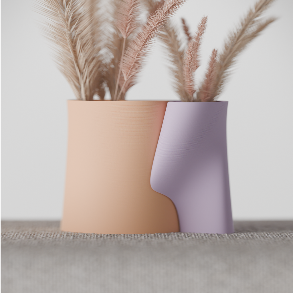 Dual Vase Sculpture – Interlocking Modern Decorative Set