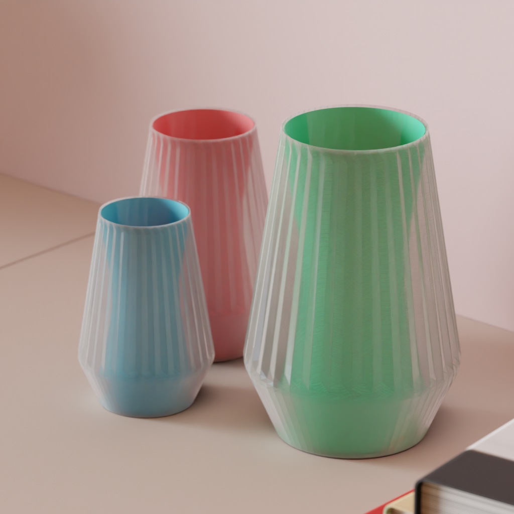Modern Dual-Form Ribbed Vase Set – Minimalist Accent Décor