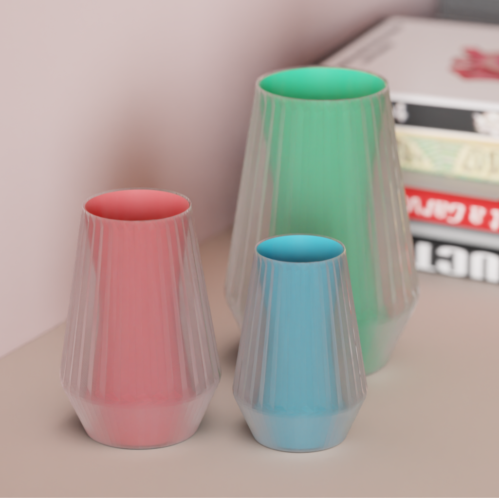 Modern Dual-Form Ribbed Vase Set – Minimalist Accent Décor