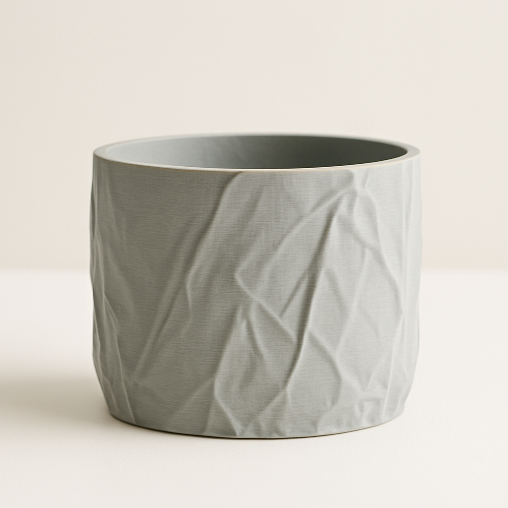 Modern Crumpled-Texture Planter – Minimalist Matte Design
