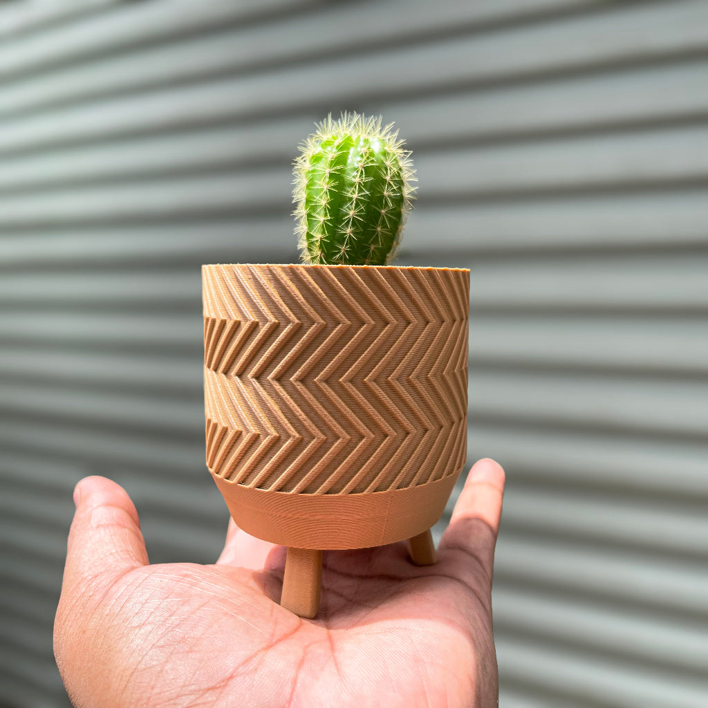 Modern Chevron Textured Planter with Tripod Stand