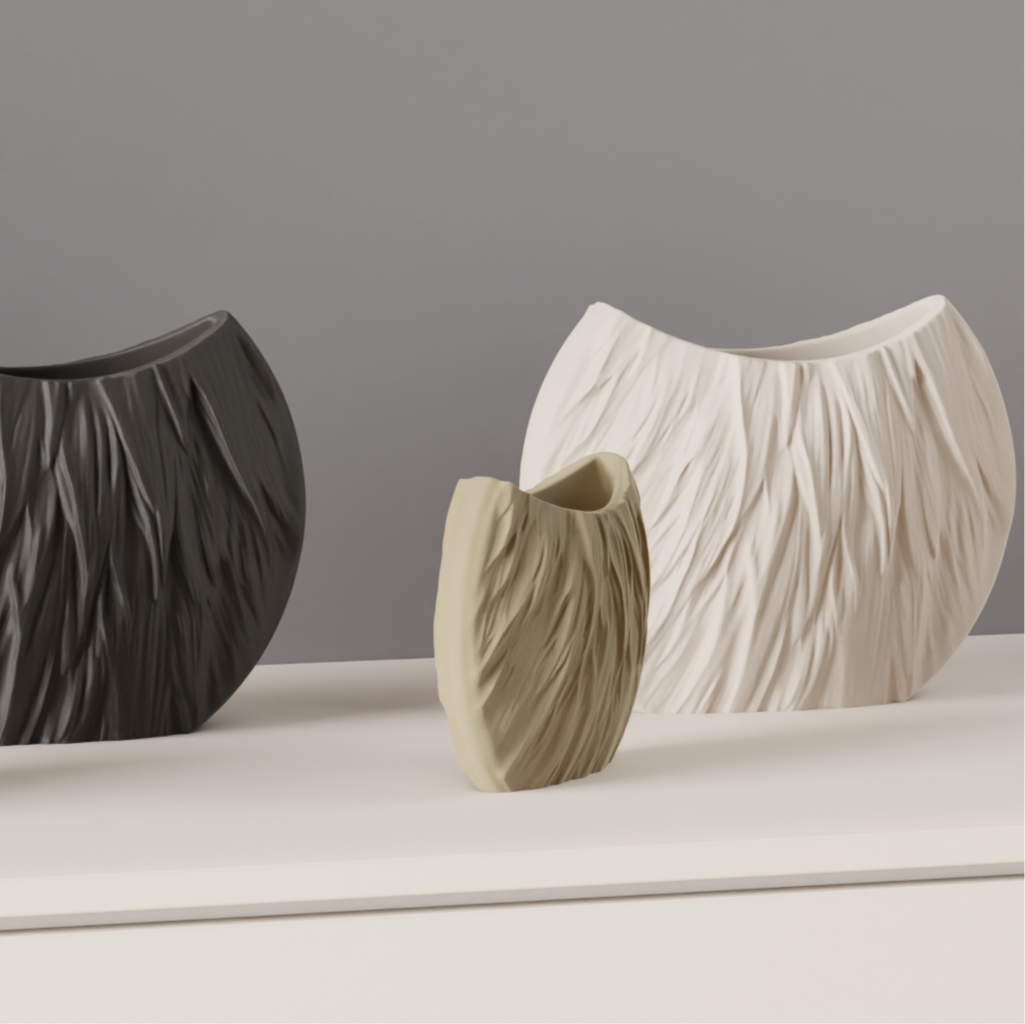 Modern Circular Vase – Textured Fur-Style Statement Piece