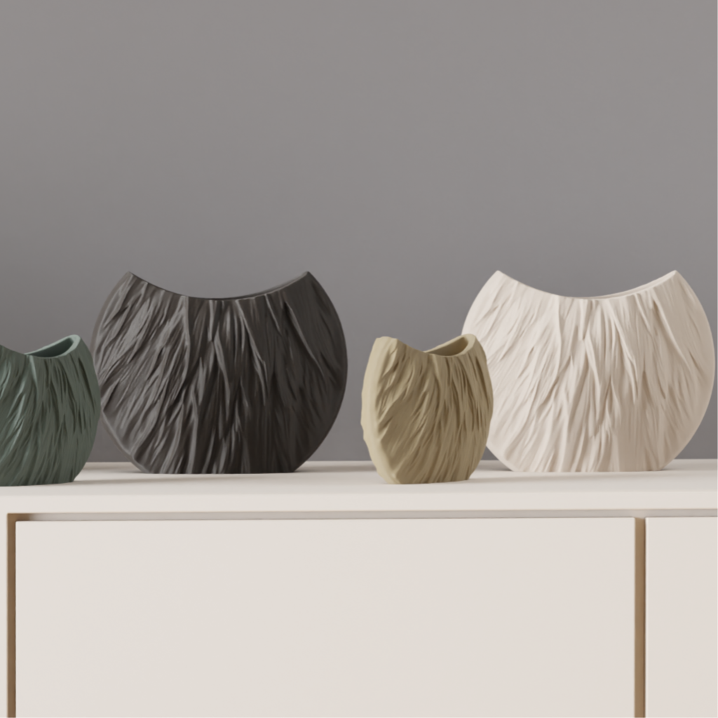 Modern Circular Vase – Textured Fur-Style Statement Piece