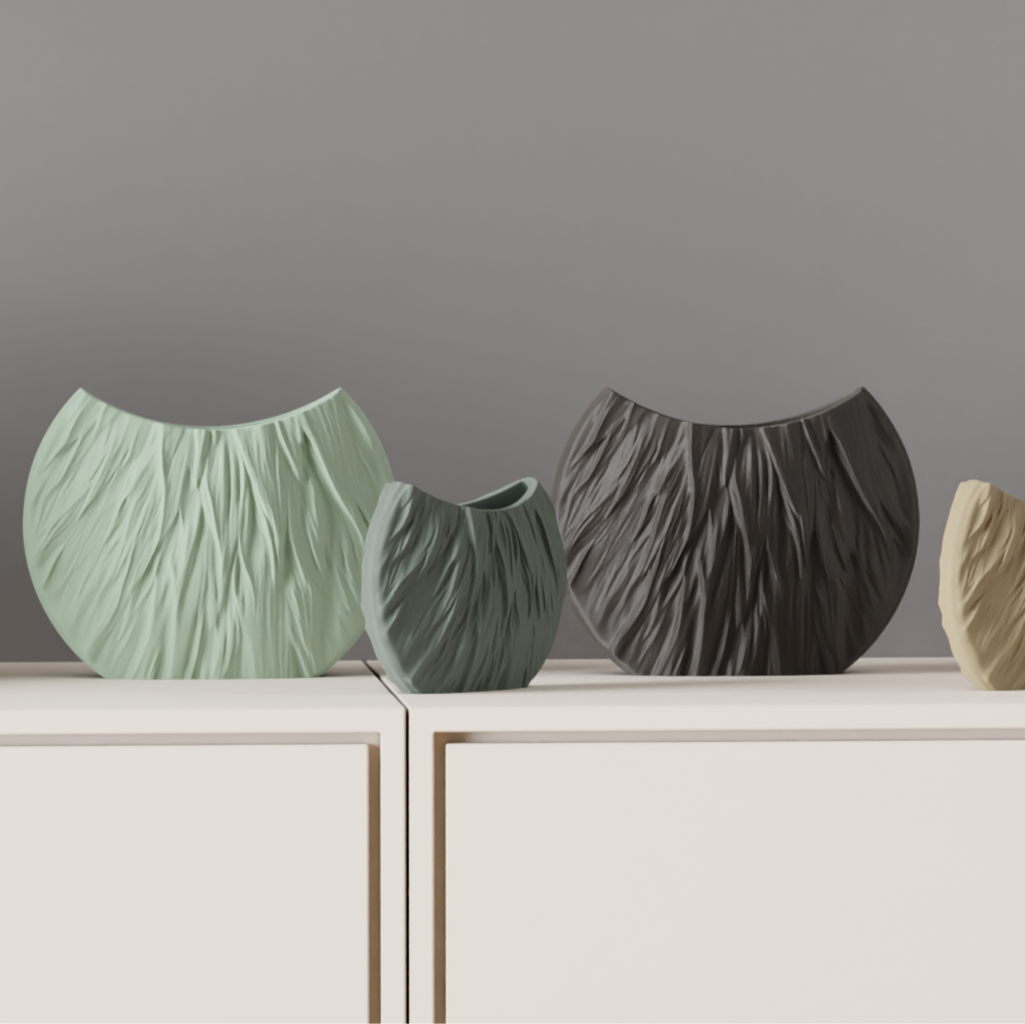 Modern Circular Vase – Textured Fur-Style Statement Piece