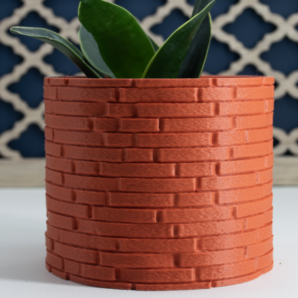 Terracotta Brick-Pattern Planter – Modern Rustic Design