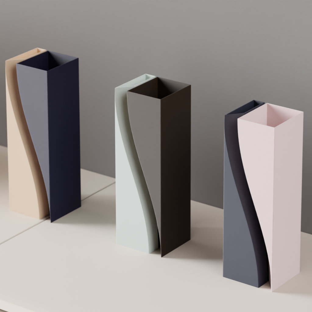 Modern Vase – Two Part Sweeping Sculpture | Minimal Dual-Tone Home Décor