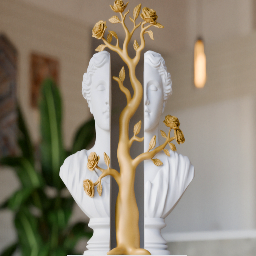 Blooming Duality Sculpture – Poetic Striking Art