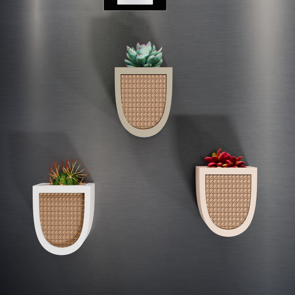 Modern Magnetic Mini Planter with Decorative Jali – Perfect for Succulents