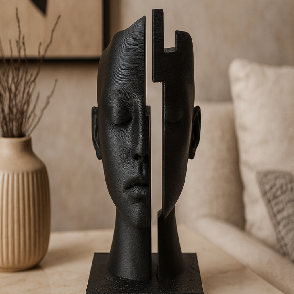 Mind Gap Abstract Face Sculpture – Modern Art