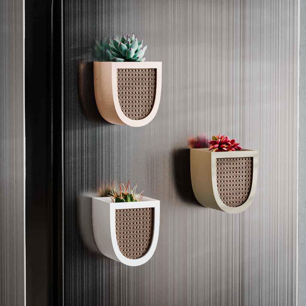Modern Magnetic Mini Planter with Decorative Jali – Perfect for Succulents