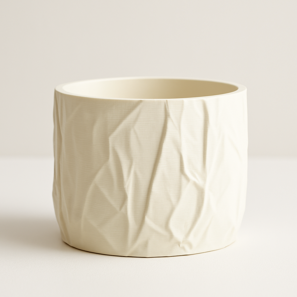 Modern Crumpled-Texture Planter – Minimalist Matte Design