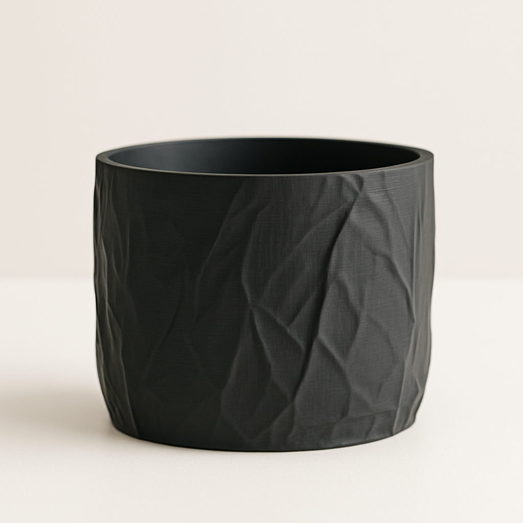 Modern Crumpled-Texture Planter – Minimalist Matte Design