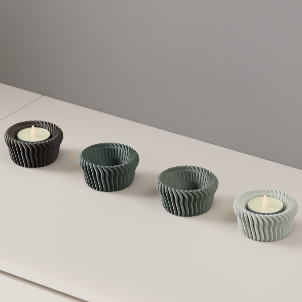 LED Candle Holder. Intricate Finned Tealight Stand (Pack of 2 or 4)