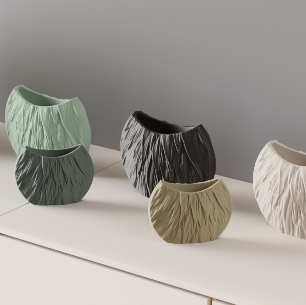 Modern Circular Vase – Textured Fur-Style Statement Piece