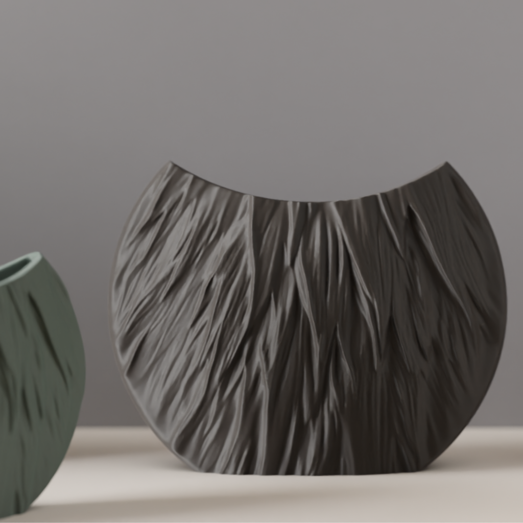 Modern Circular Vase – Textured Fur-Style Statement Piece