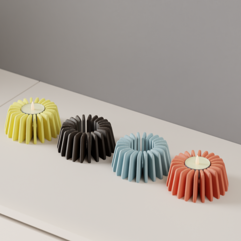 Modern LED Candle Holder - Finned Tea Light (Pack of 2 or 4)