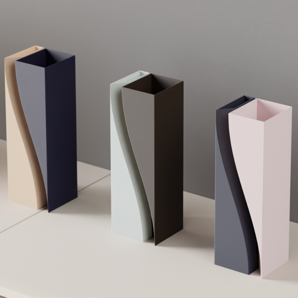Modern Vase – Two Part Sweeping Sculpture | Minimal Dual-Tone Home Décor