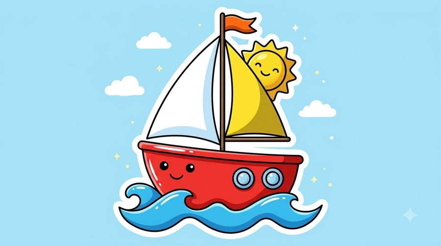 Sailboat coloured