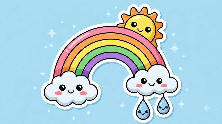 Rainbow coloured